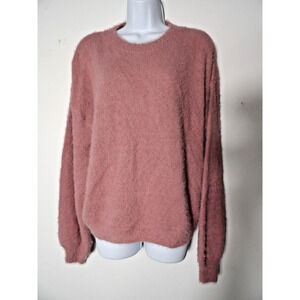 Nasty Gal Collection Large Fuzzy Fluffy Knit Sweater Dusty Pink Pullover Office